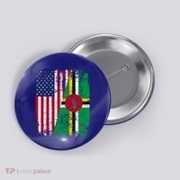 Dominican Roots Half American Flag Dominica Flag Gift Button thumb 0