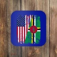 Dominican Roots Half American Flag Dominica Flag Gift Coaster thumb 0