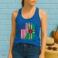 Dominican Roots Half American Flag Dominica Flag Gift Women's Tank Top thumb 2