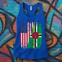 Dominican Roots Half American Flag Dominica Flag Gift Women's Tank Top thumb 3