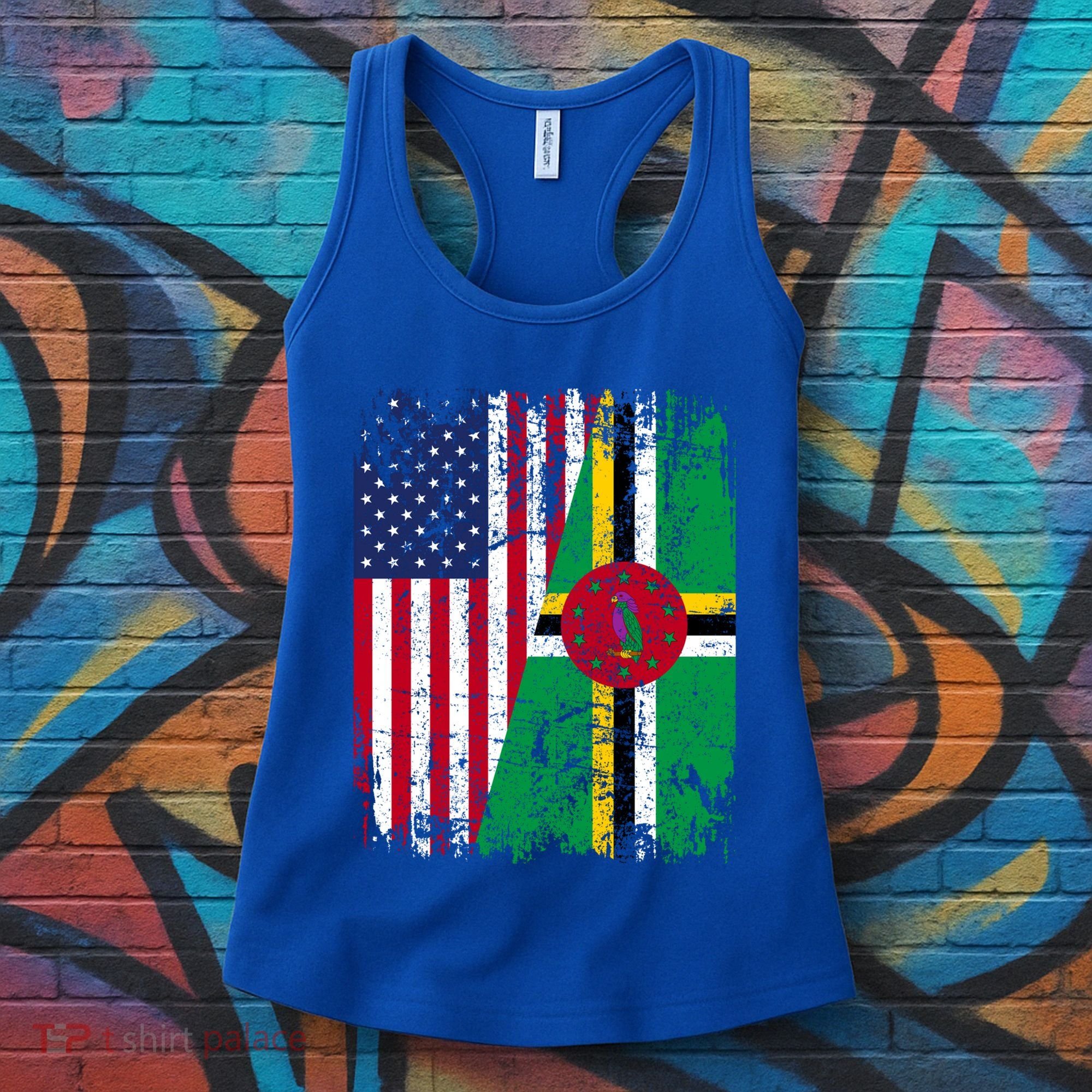 Dominican Roots Half American Flag Dominica Flag Gift Women's Tank Top