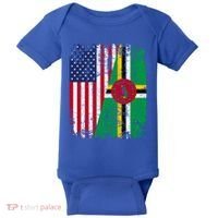 Dominican Roots Half American Flag Dominica Flag Gift Baby Bodysuit thumb 0