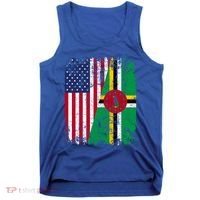 Dominican Roots Half American Flag Dominica Flag Gift Tank Top thumb 0