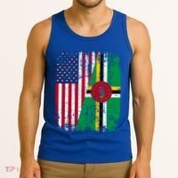 Dominican Roots Half American Flag Dominica Flag Gift Tank Top thumb 3
