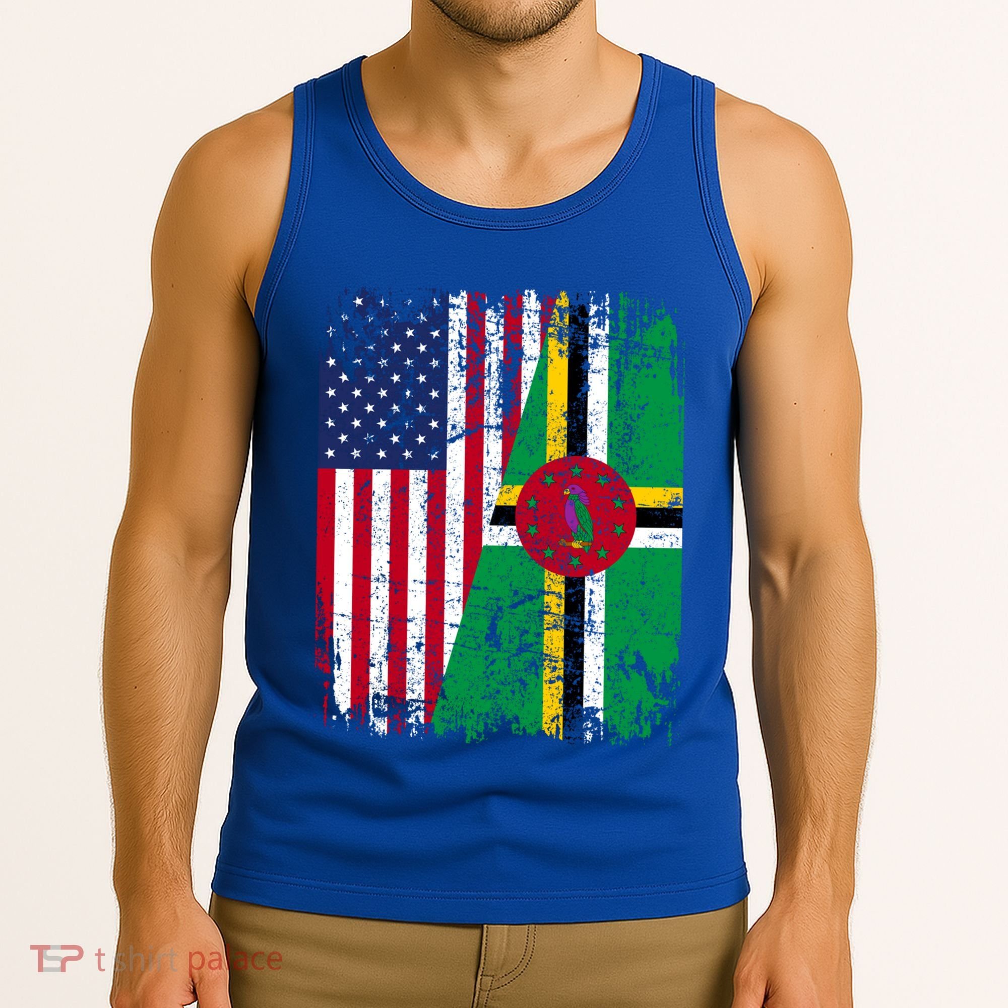 Dominican Roots Half American Flag Dominica Flag Gift Tank Top
