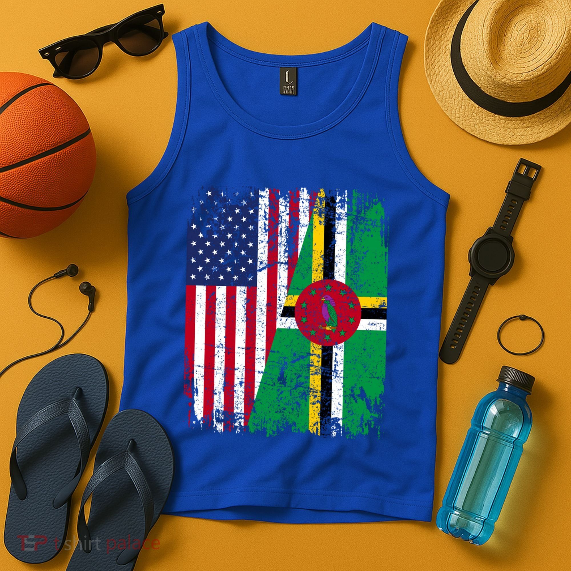 Dominican Roots Half American Flag Dominica Flag Gift Tank Top