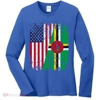 Dominican Roots Half American Flag Dominica Flag Gift Women's Long Sleeve Shirt thumb 0