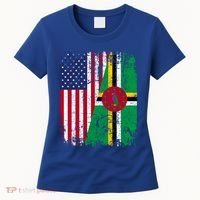 Dominican Roots Half American Flag Dominica Flag Gift Women's T-Shirt thumb 0