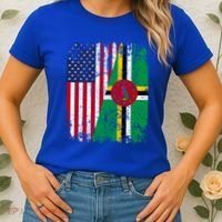 Dominican Roots Half American Flag Dominica Flag Gift Women's T-Shirt thumb 2