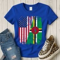 Dominican Roots Half American Flag Dominica Flag Gift Women's T-Shirt thumb 3