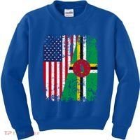 Dominican Roots Half American Flag Dominica Flag Gift Kids Sweatshirt thumb 0