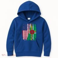 Dominican Roots Half American Flag Dominica Flag Gift Kids Hoodie thumb 0
