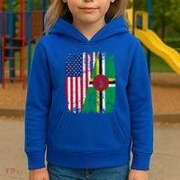 Dominican Roots Half American Flag Dominica Flag Gift Kids Hoodie thumb 3
