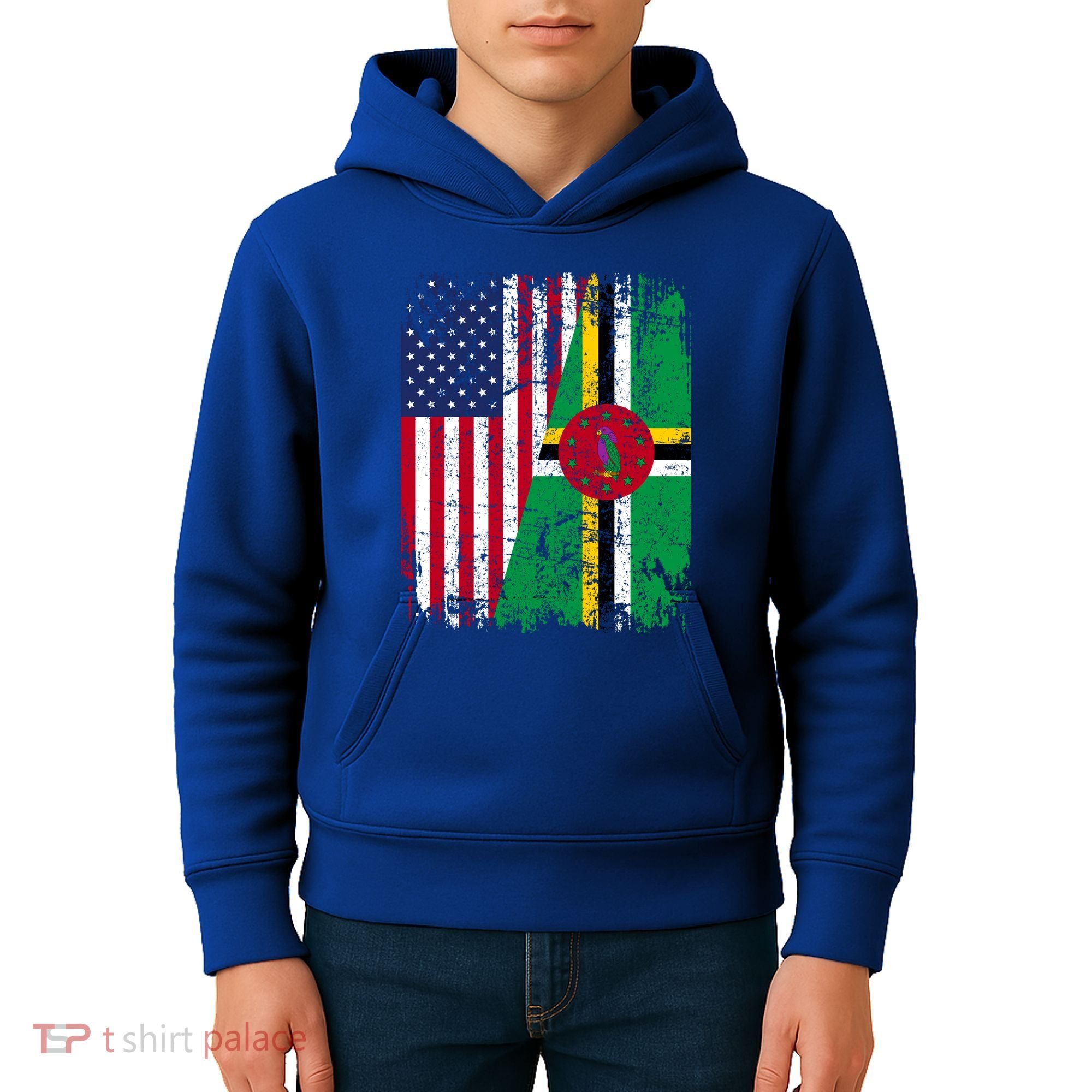 Dominican Roots Half American Flag Dominica Flag Gift Kids Hoodie