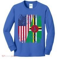 Dominican Roots Half American Flag Dominica Flag Gift Kids Long Sleeve Shirt thumb 0