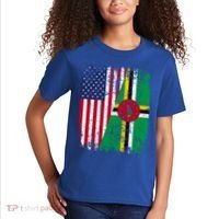 Dominican Roots Half American Flag Dominica Flag Gift Kids T-Shirt thumb 2