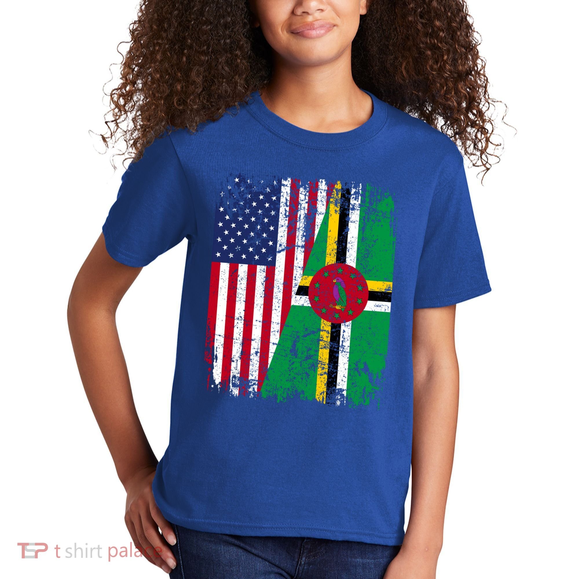 Dominican Roots Half American Flag Dominica Flag Gift Kids T-Shirt