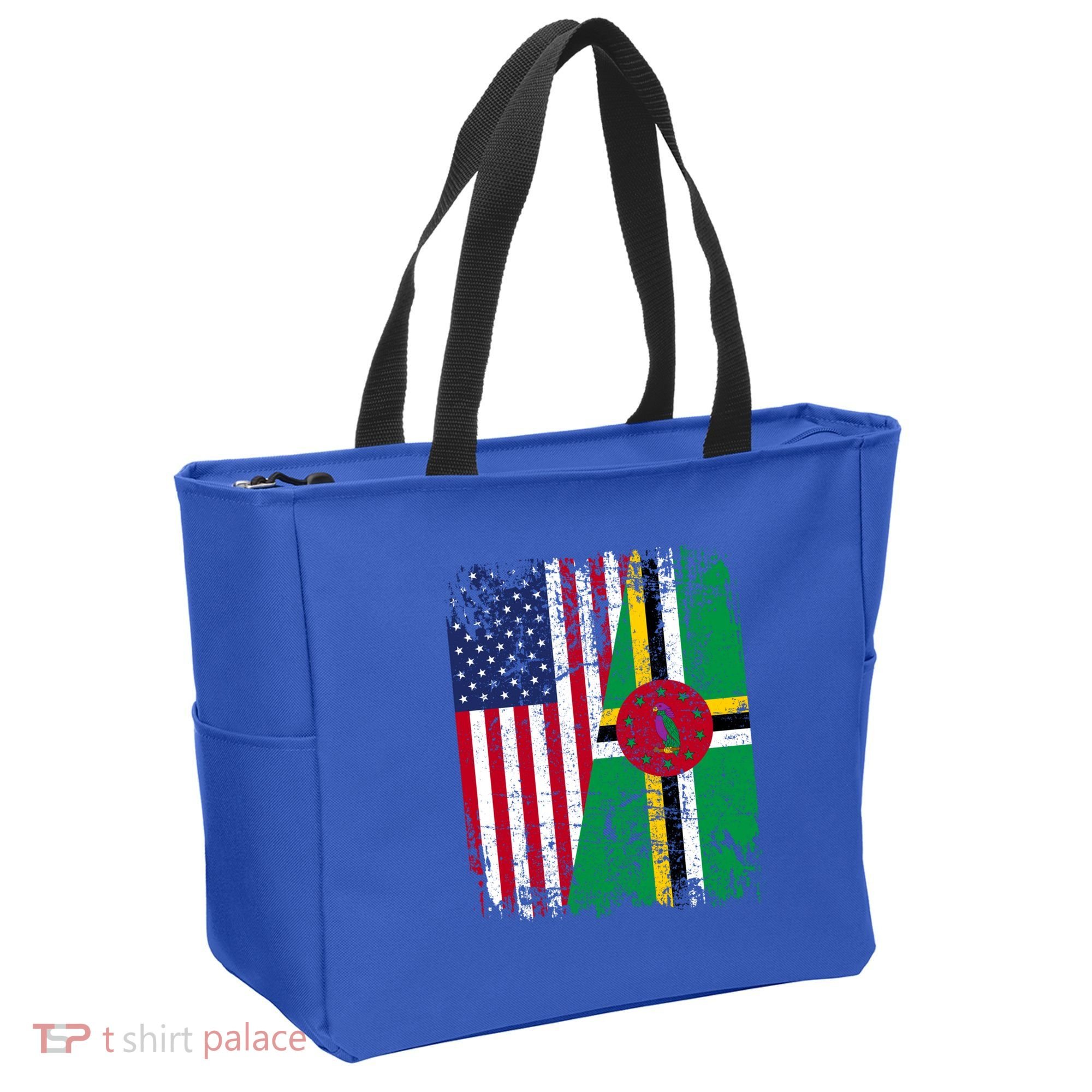 Dominican Roots Half American Flag Dominica Flag Gift Tote Bag
