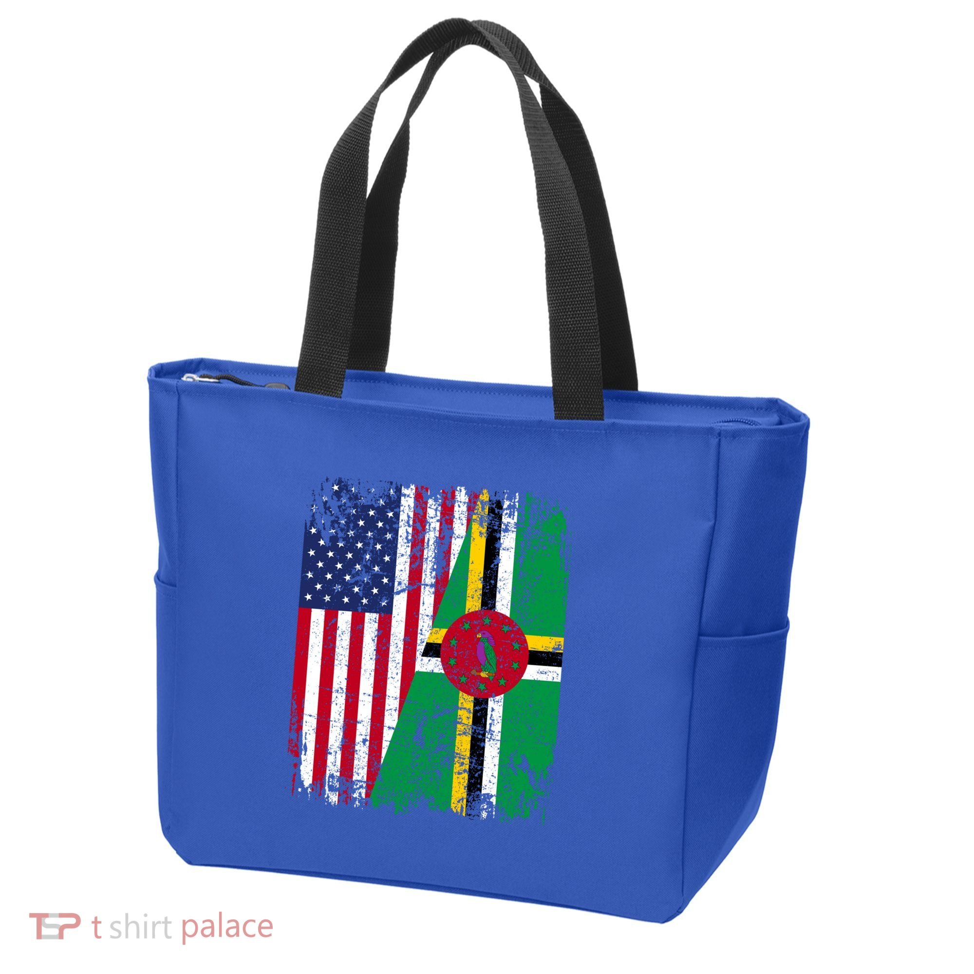Dominican Roots Half American Flag Dominica Flag Gift Tote Bag