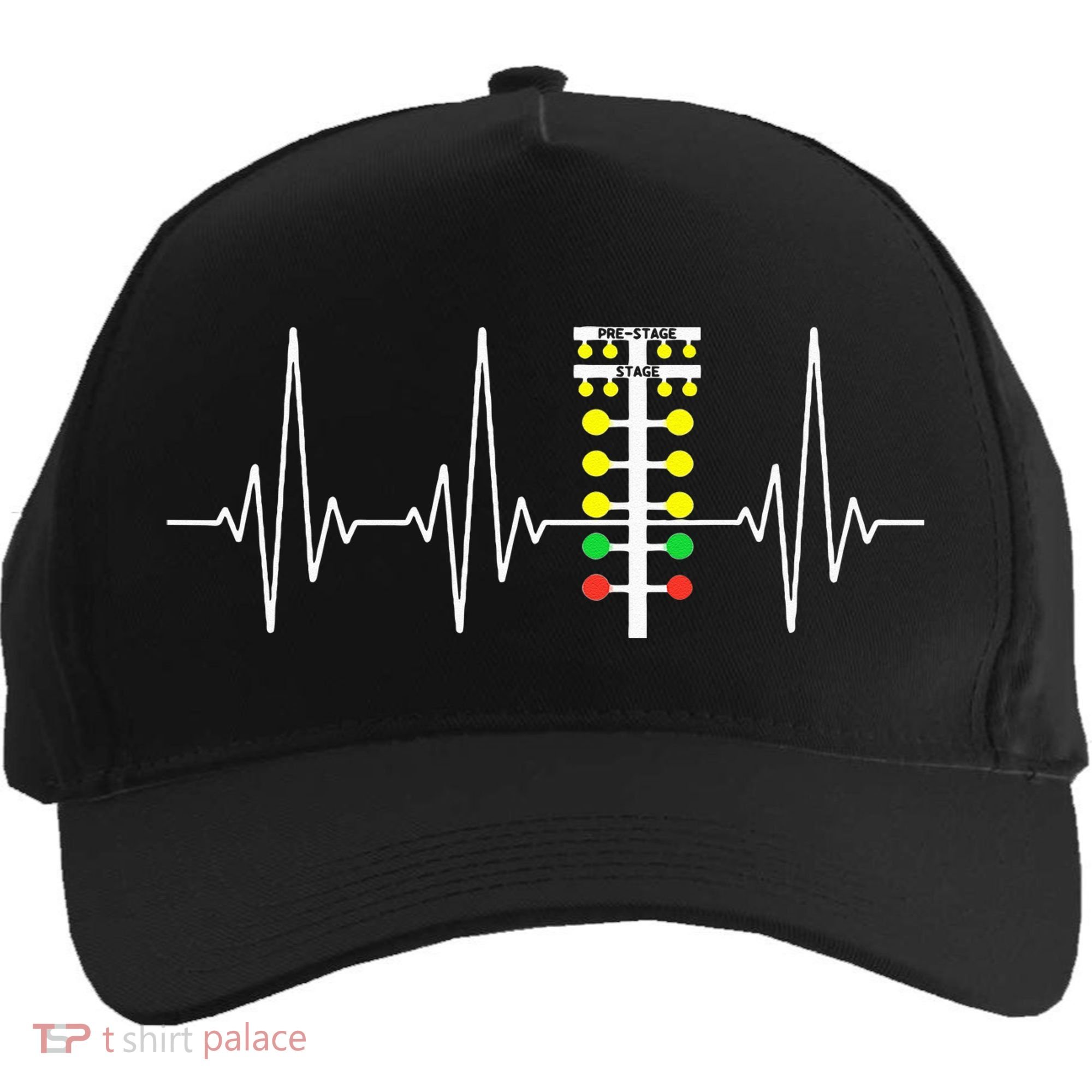 Drag Racer Heartbeat Drag Racing Race Track Light Tree Five-Panel Snapback Cap