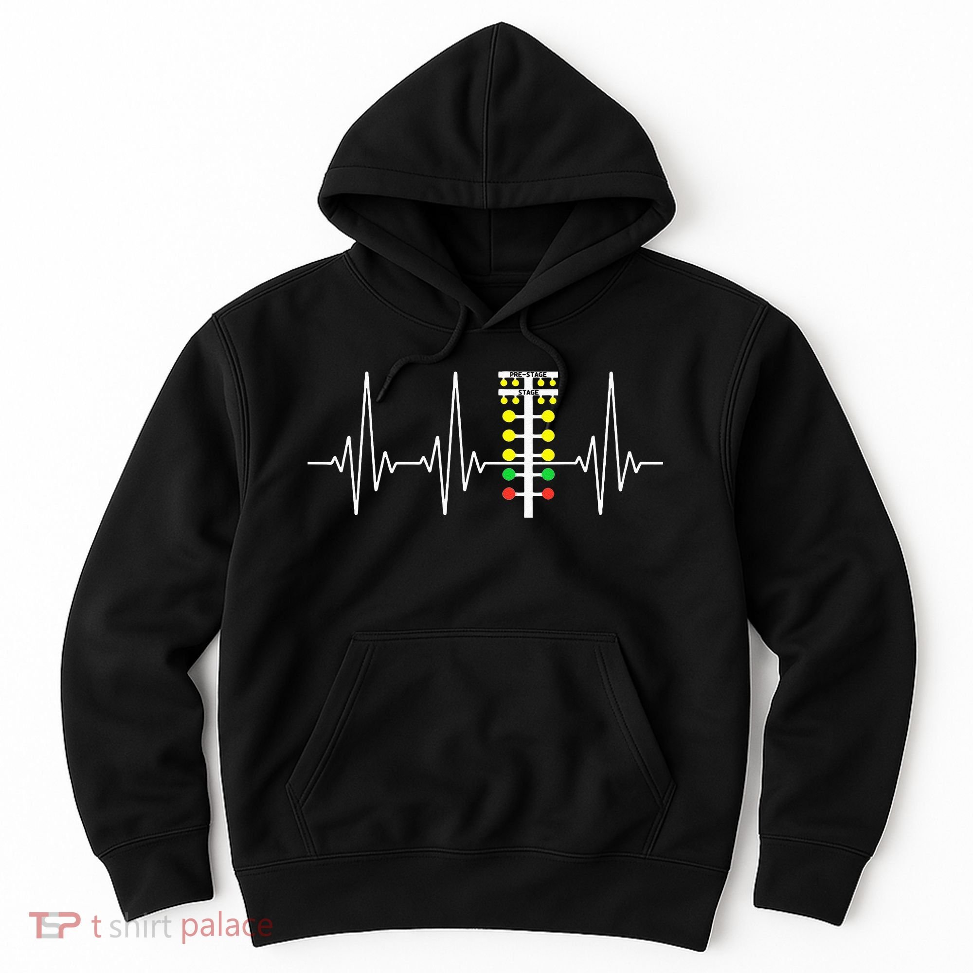 Drag Racer Heartbeat Drag Racing Race Track Light Tree Hoodie