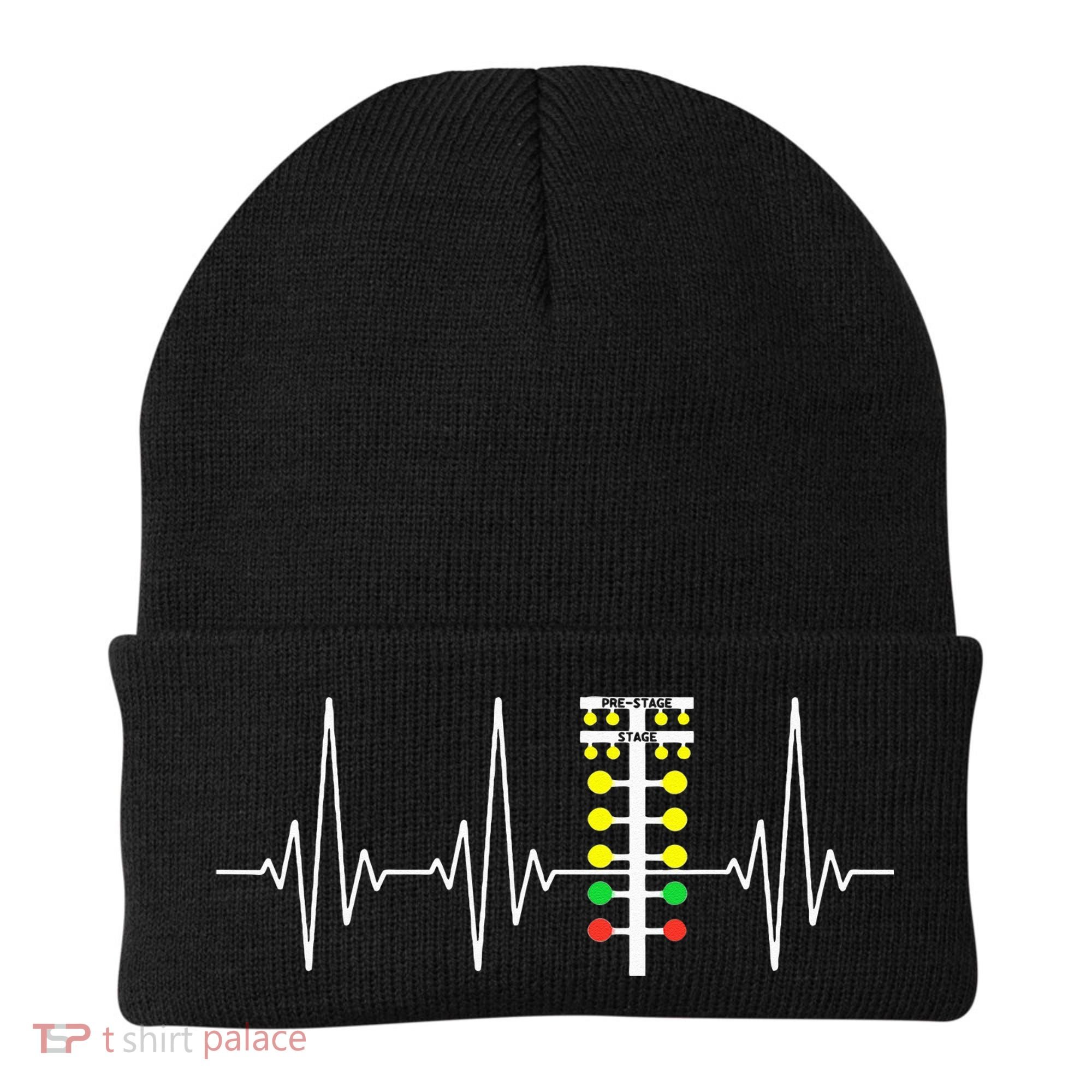 Drag Racer Heartbeat Drag Racing Race Track Light Tree Beanie