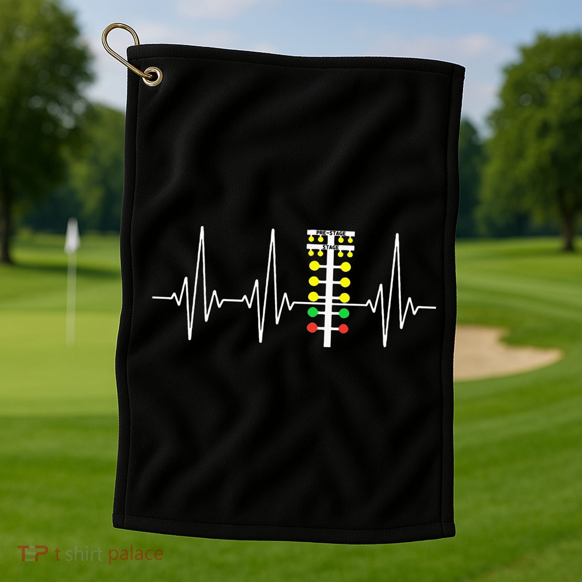 Drag Racer Heartbeat Drag Racing Race Track Light Tree Golf Towel