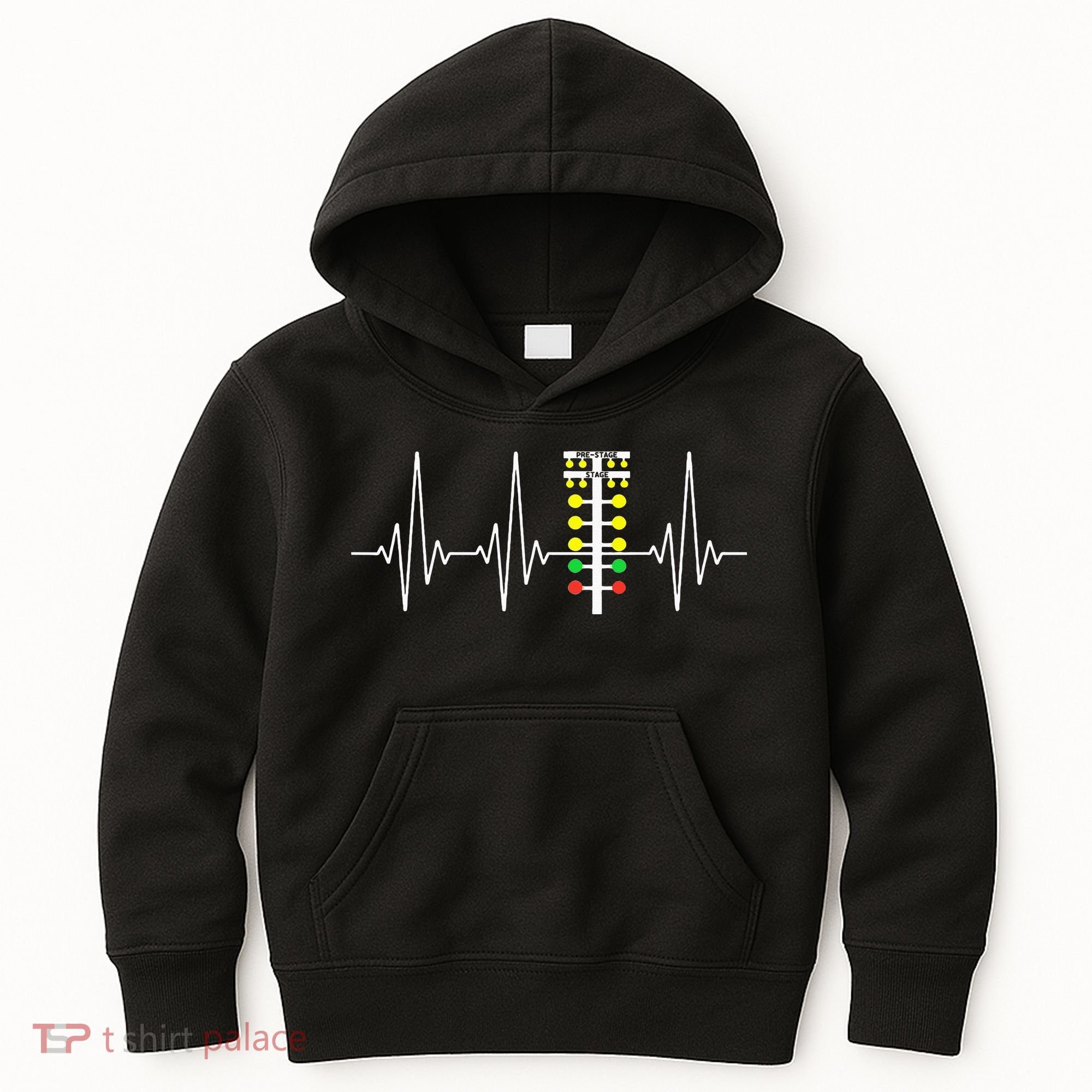 Drag Racer Heartbeat Drag Racing Race Track Light Tree Kids Hoodie