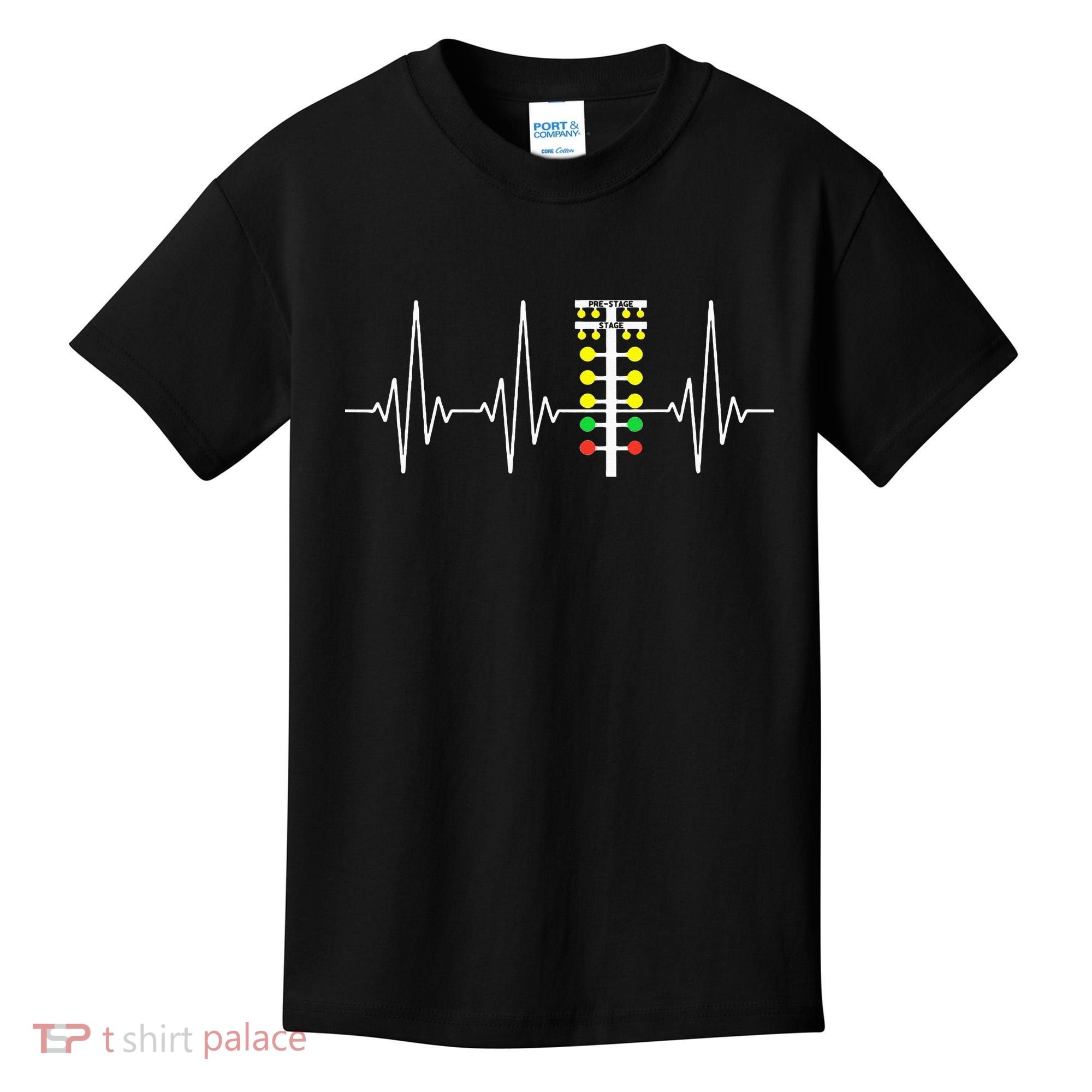 Drag Racer Heartbeat Drag Racing Race Track Light Tree Kids T-Shirt