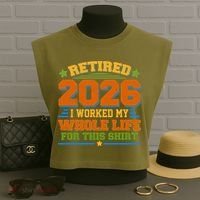 Distressed Retired I Worked My Whole Life For This 2026 Garment-Dyed Women's Muscle Tee thumb 3