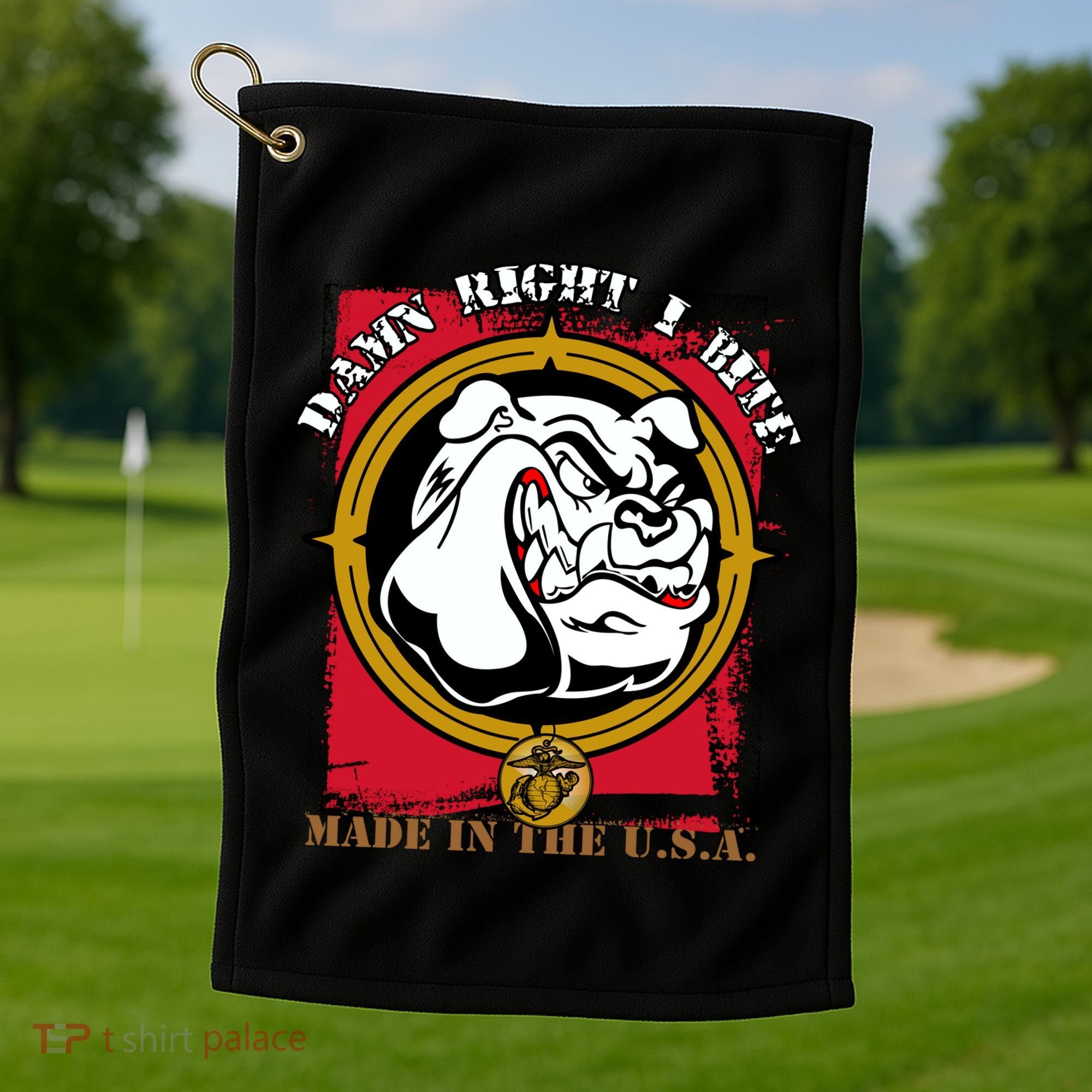 Damn Right I Bite Funny Dog Golf Towel