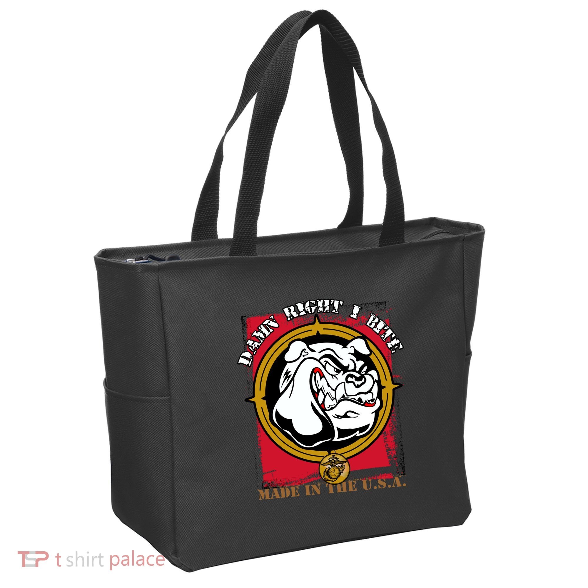 Damn Right I Bite Funny Dog Tote Bag