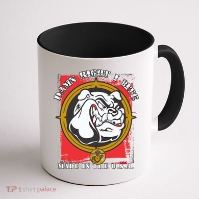 Damn Right I Bite Made In The USA Dog Coffee Mug back