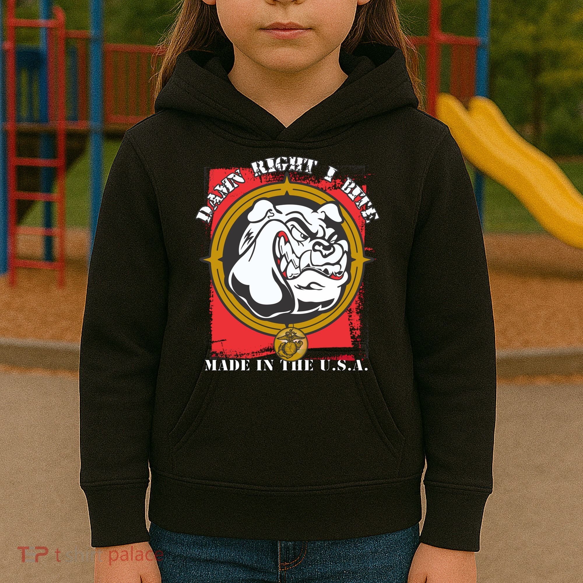 Damn Right I Bite Made In The USA Dog Kids Hoodie