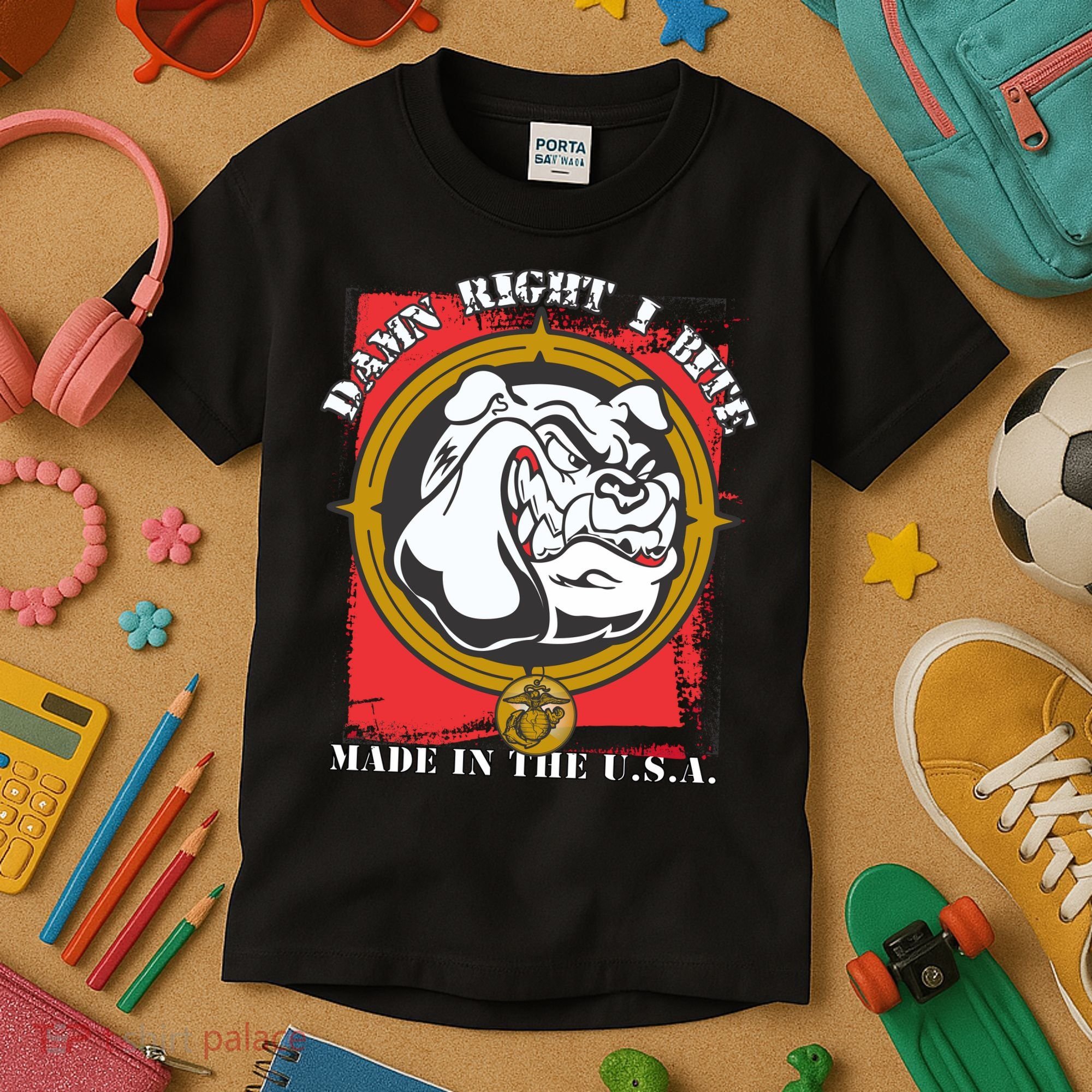 Damn Right I Bite Made In The USA Dog Kids T-Shirt