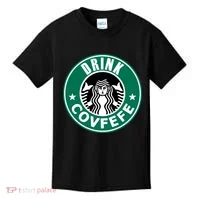 Drink Covfefe Funny Parody Logo Kids T-Shirt thumb 0