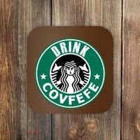 Drink Covfefe Funny Parody Logo Coaster thumb 0