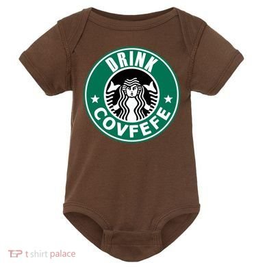 Drink Covfefe Funny Parody Logo Baby Bodysuit