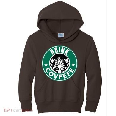 Drink Covfefe Funny Parody Logo Kids Hoodie