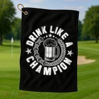 Drink Like a Champion Emblem Golf Towel thumb 1