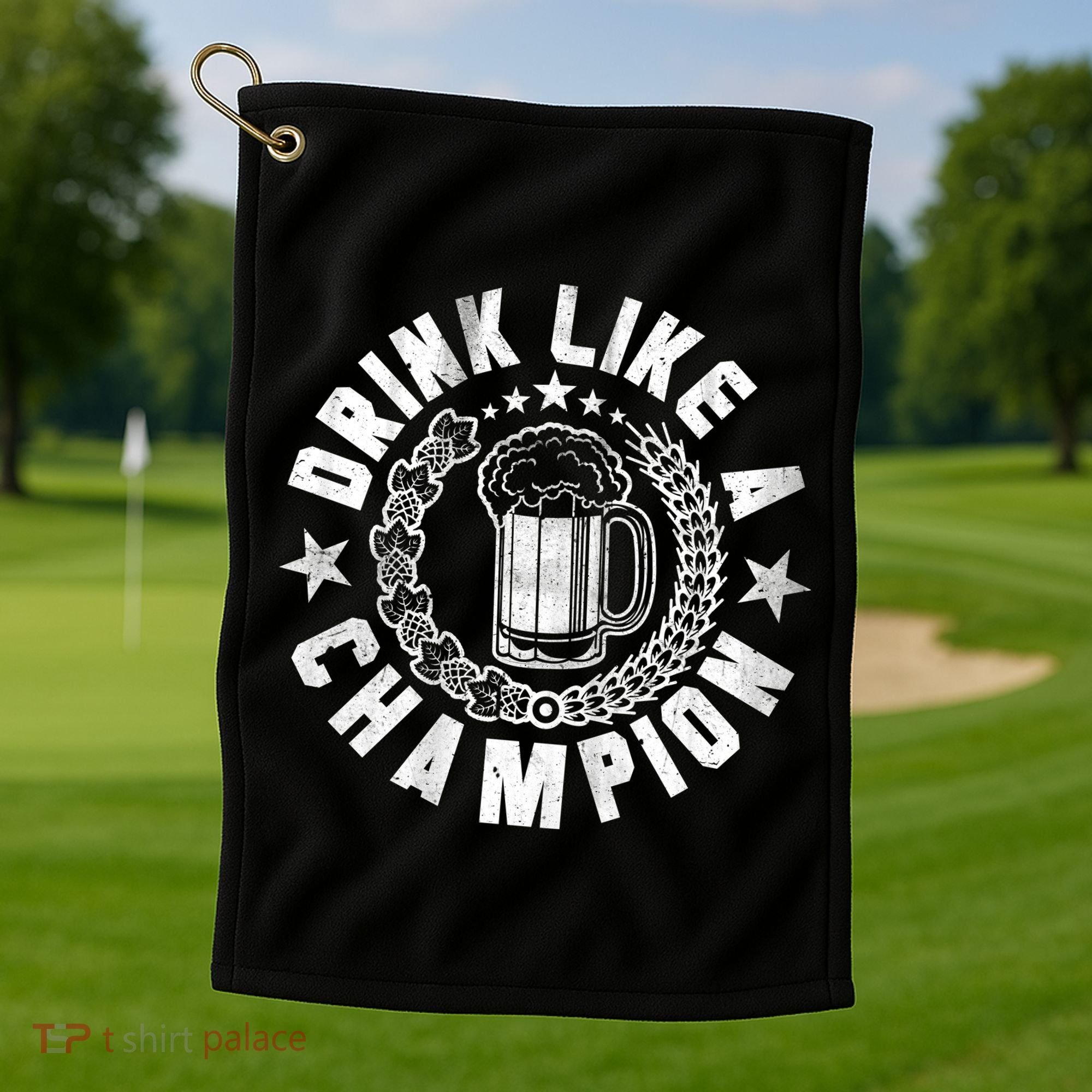 Drink Like a Champion Emblem Golf Towel