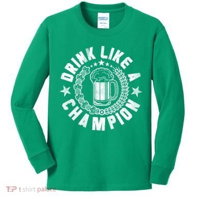 Drink Like a Champion Emblem Kids Long Sleeve Shirt