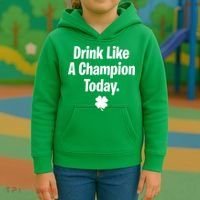 Drink Like A Champion Today Funny St. Patrick's Day Kids Hoodie thumb 3