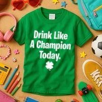 Drink Like A Champion Today Funny St. Patrick's Day Kids T-Shirt thumb 3