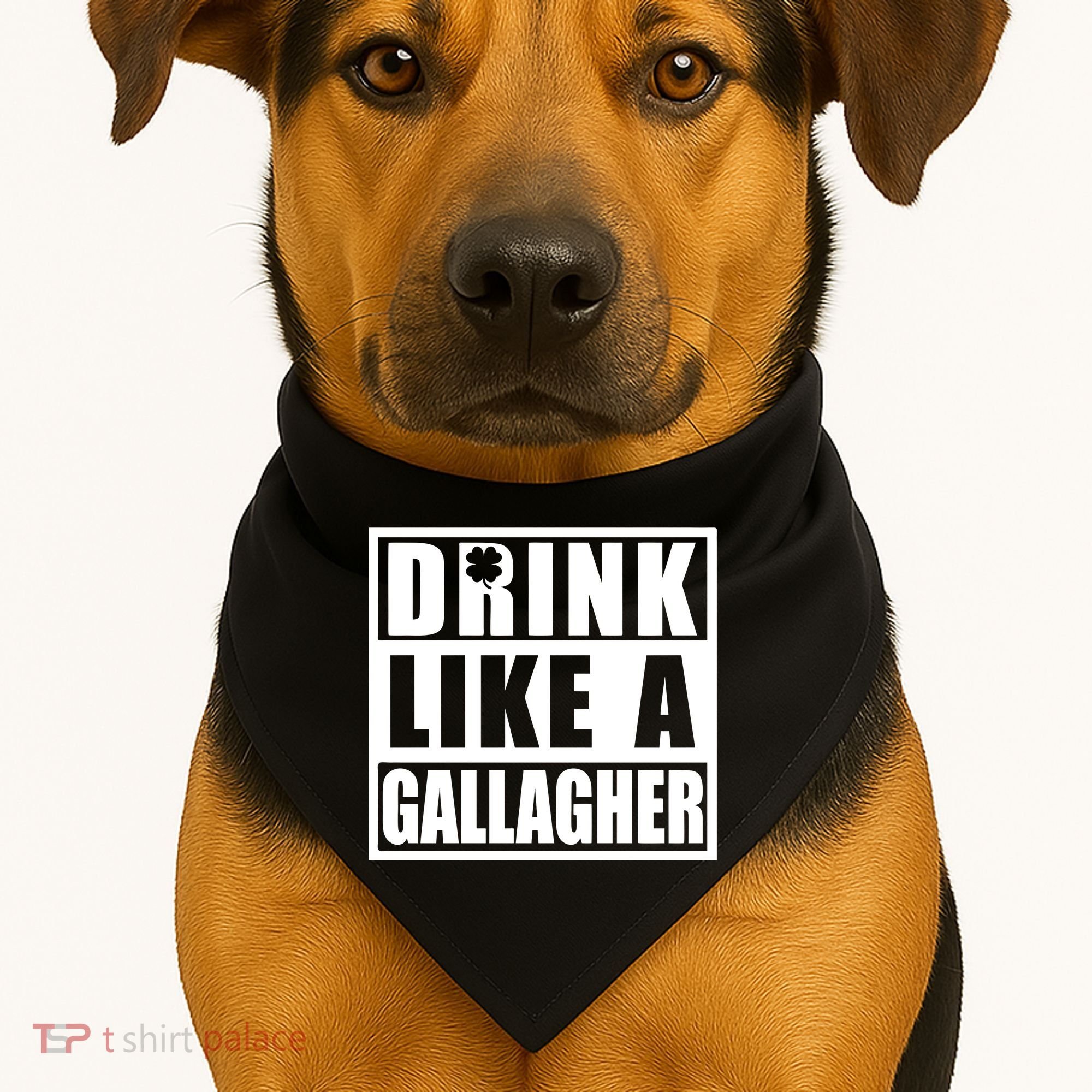 Drink Like A Gallagher Funny St. Patrick's Day Irish Clover USA-Made Doggie Bandana