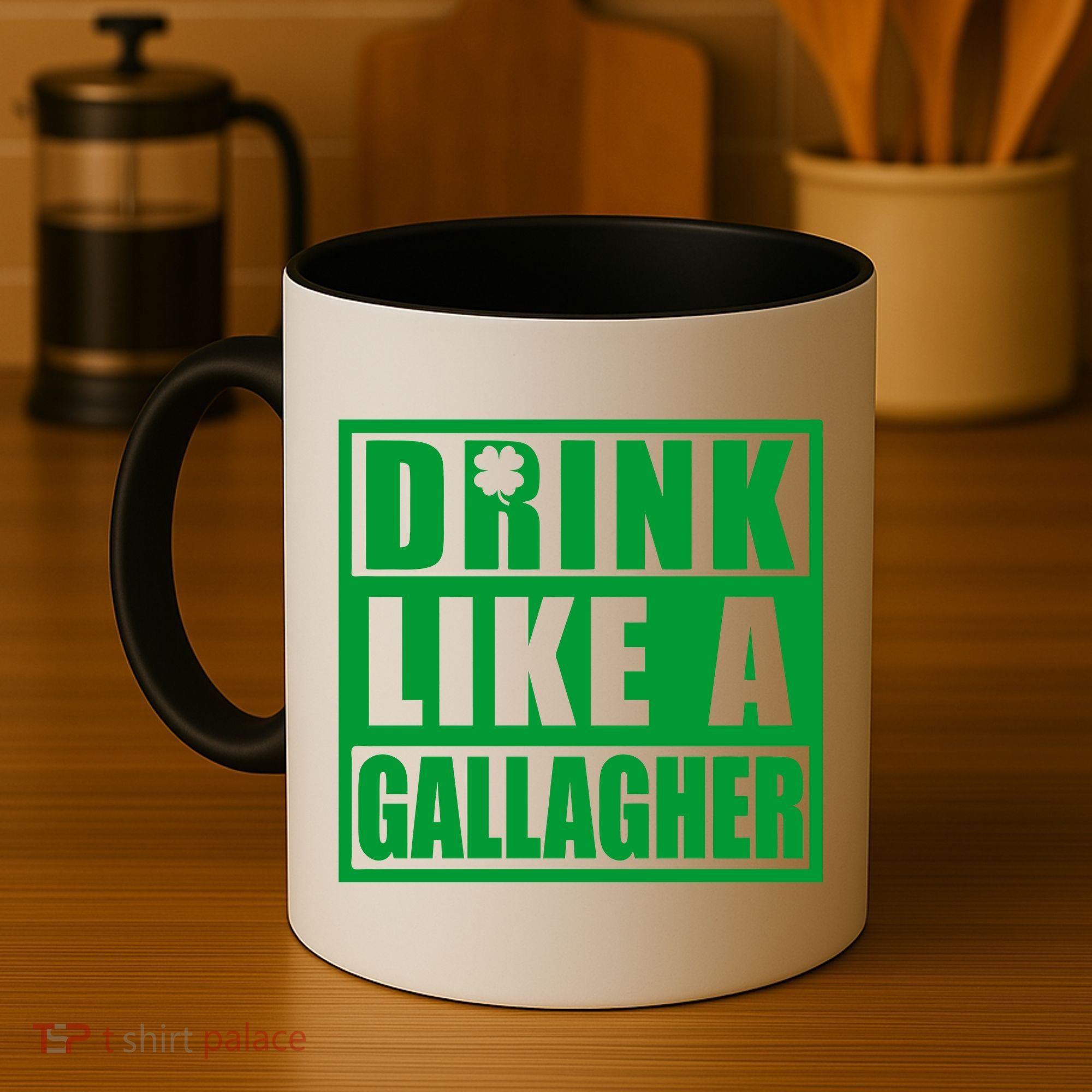 Drink Like A Gallagher Funny St. Patrick's Day Irish Clover Coffee Mug