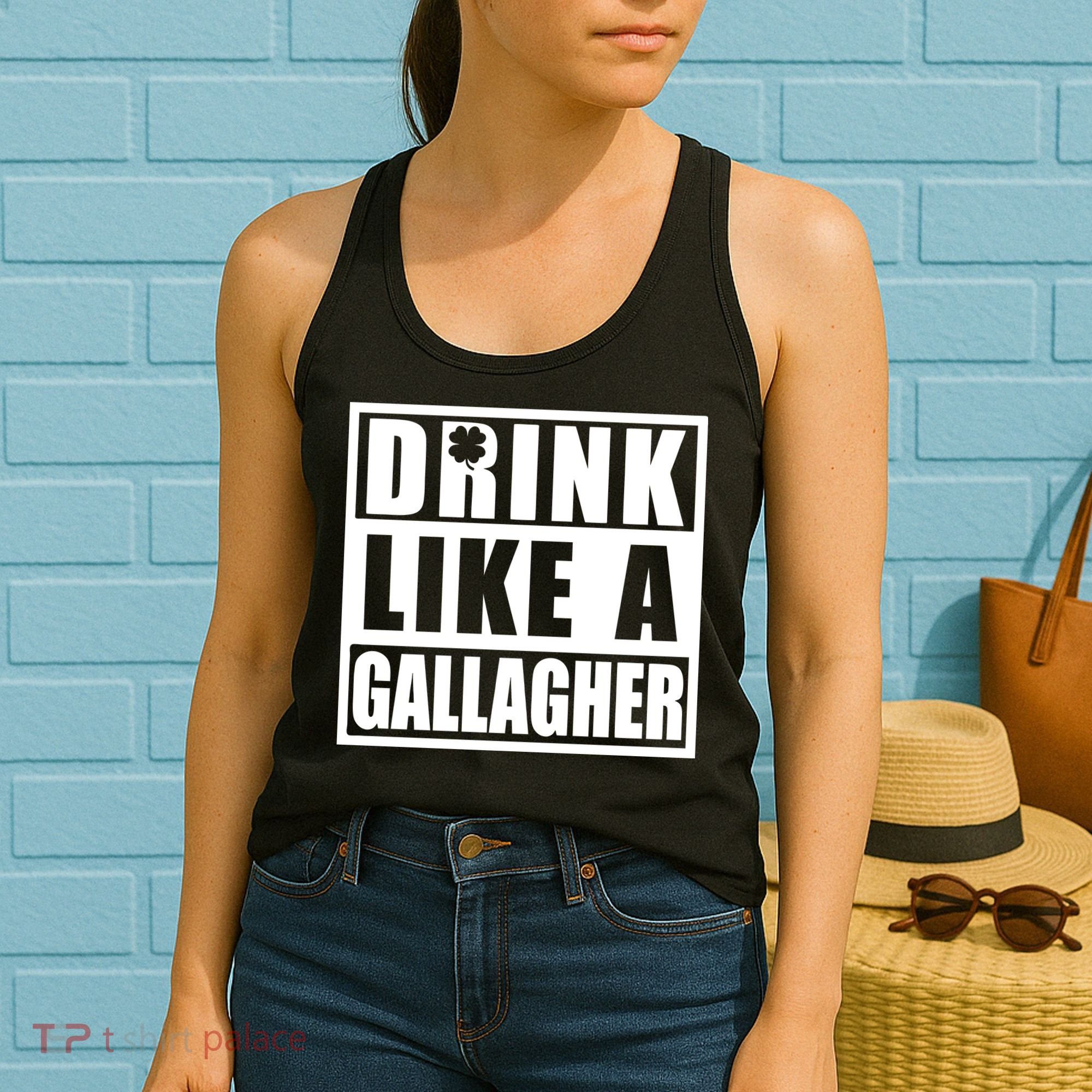 Drink Like A Gallagher Funny St. Patrick's Day Irish Clover Women's Tank Top