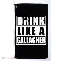 Drink Like A Gallagher Funny St. Patrick's Day Irish Clover Golf Towel thumb 0