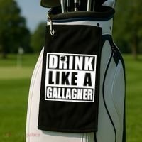 Drink Like A Gallagher Funny St. Patrick's Day Irish Clover Golf Towel thumb 2