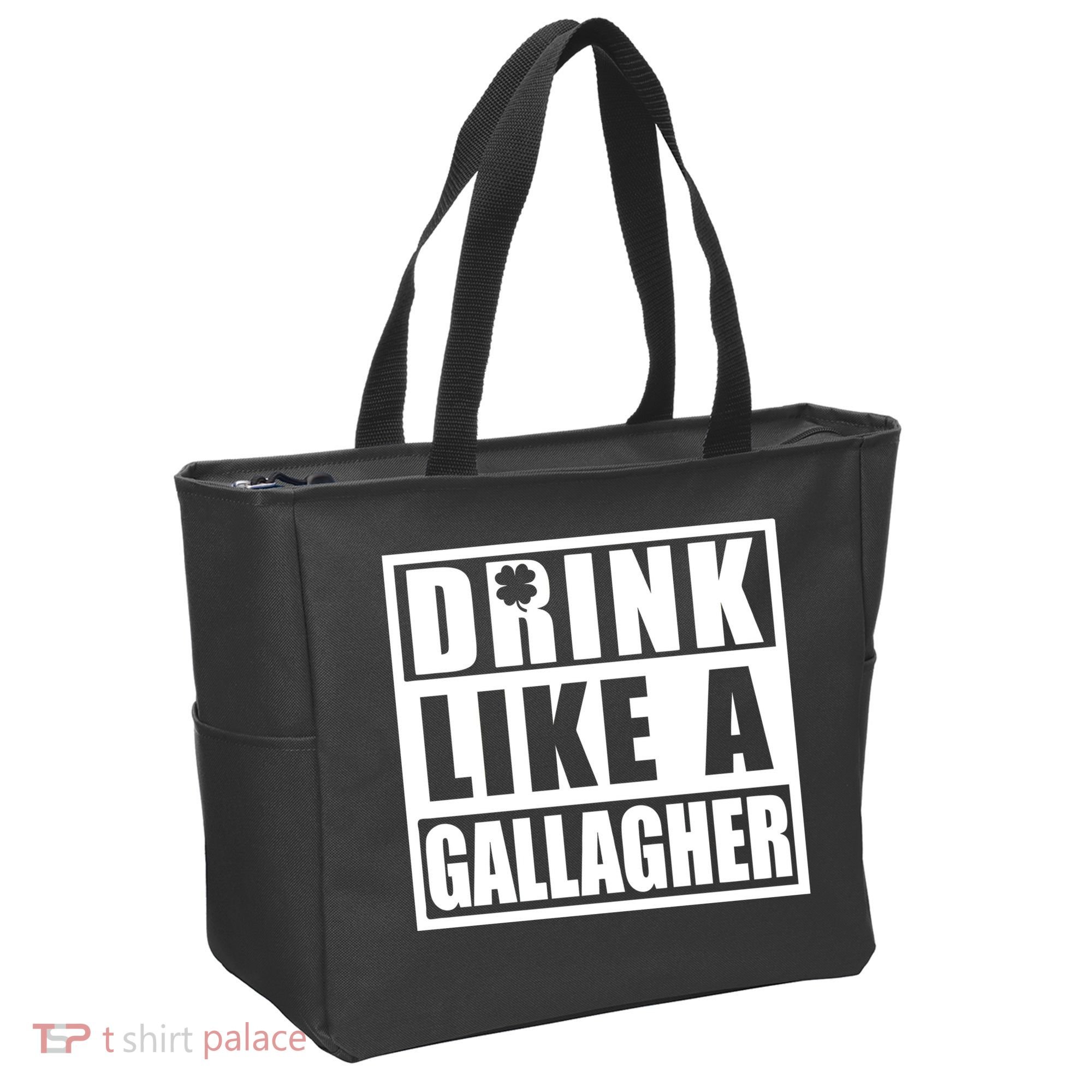 Drink Like A Gallagher Funny St. Patrick's Day Irish Clover Tote Bag